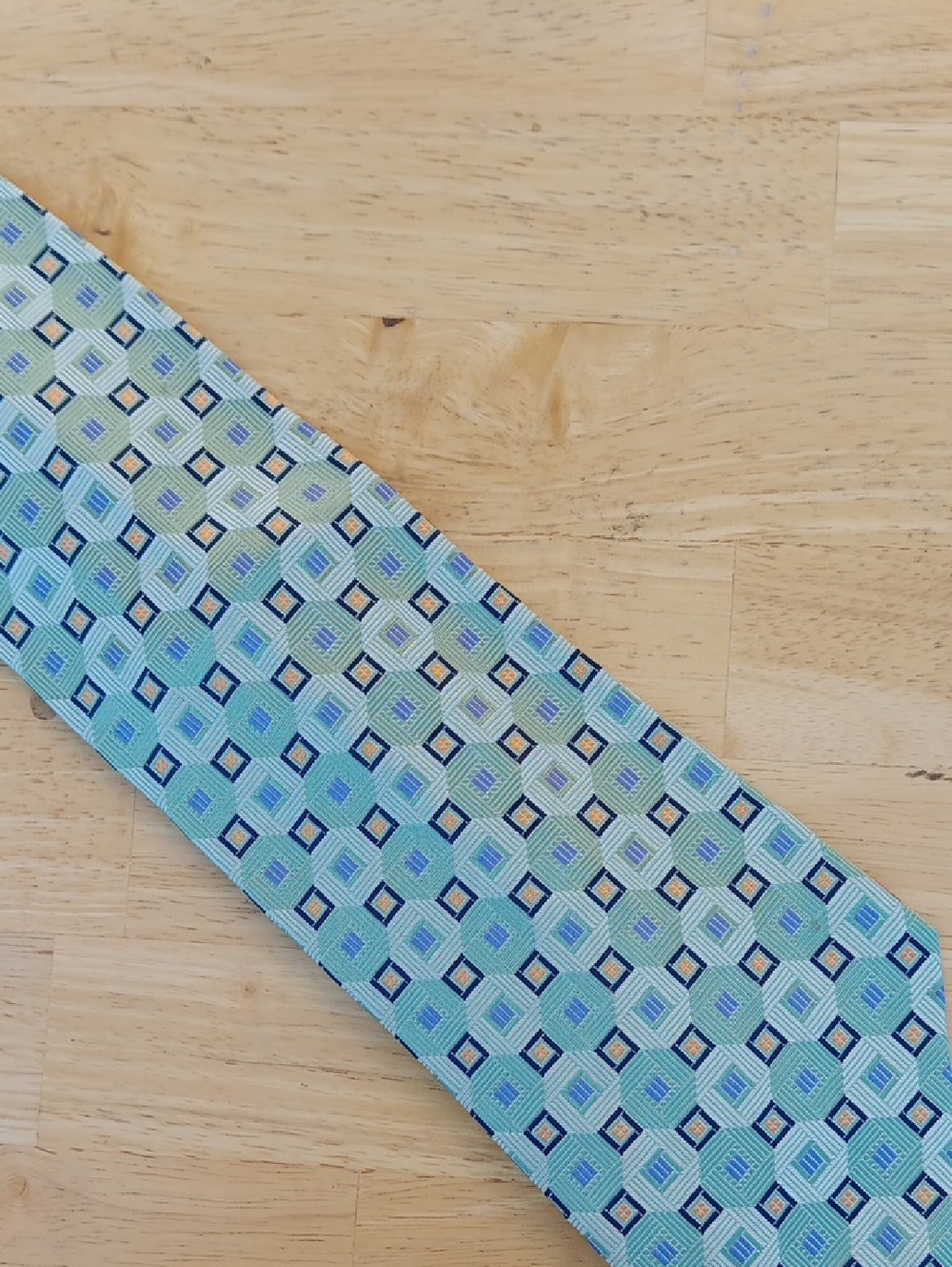 H Stockton Light Blue Geometric Men's Tie - Classic Pattern